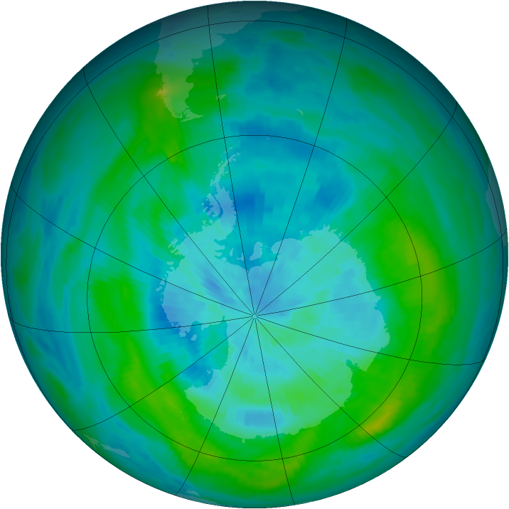 Antarctic ozone map for 16 March 1982